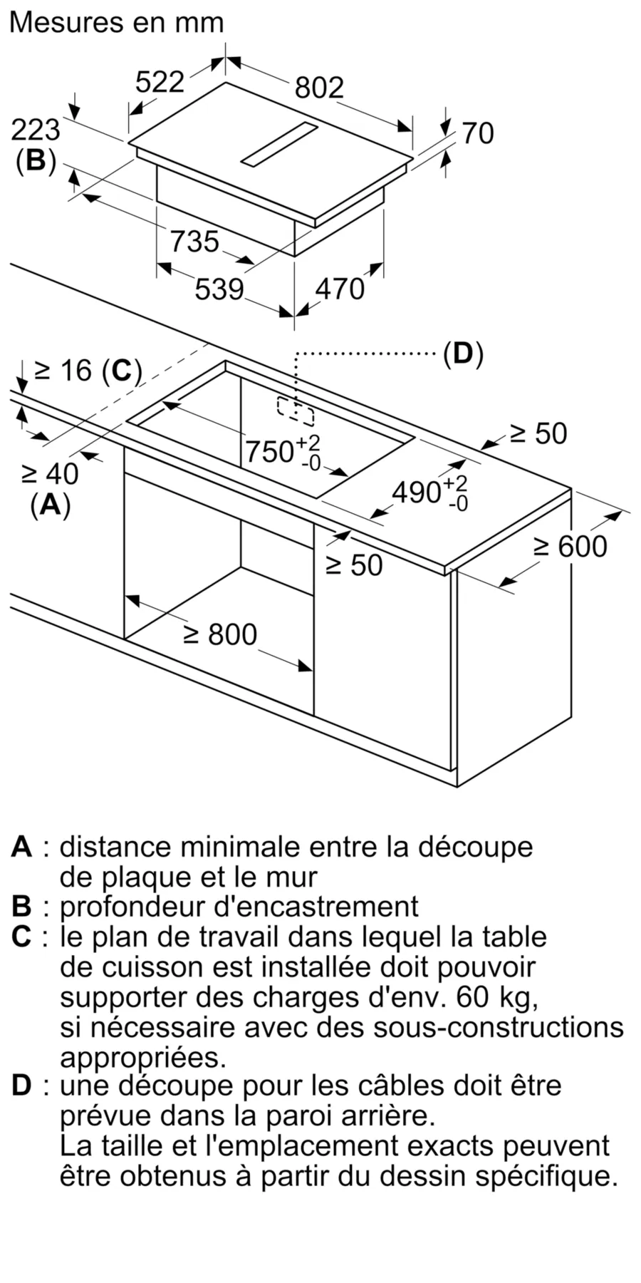 Table induction aspirante 80 cm sans cadre PVQ811H26E – Image 2