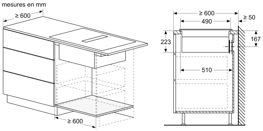 Table induction aspirante 60 cm sans cadre PVS611B16E – Image 2