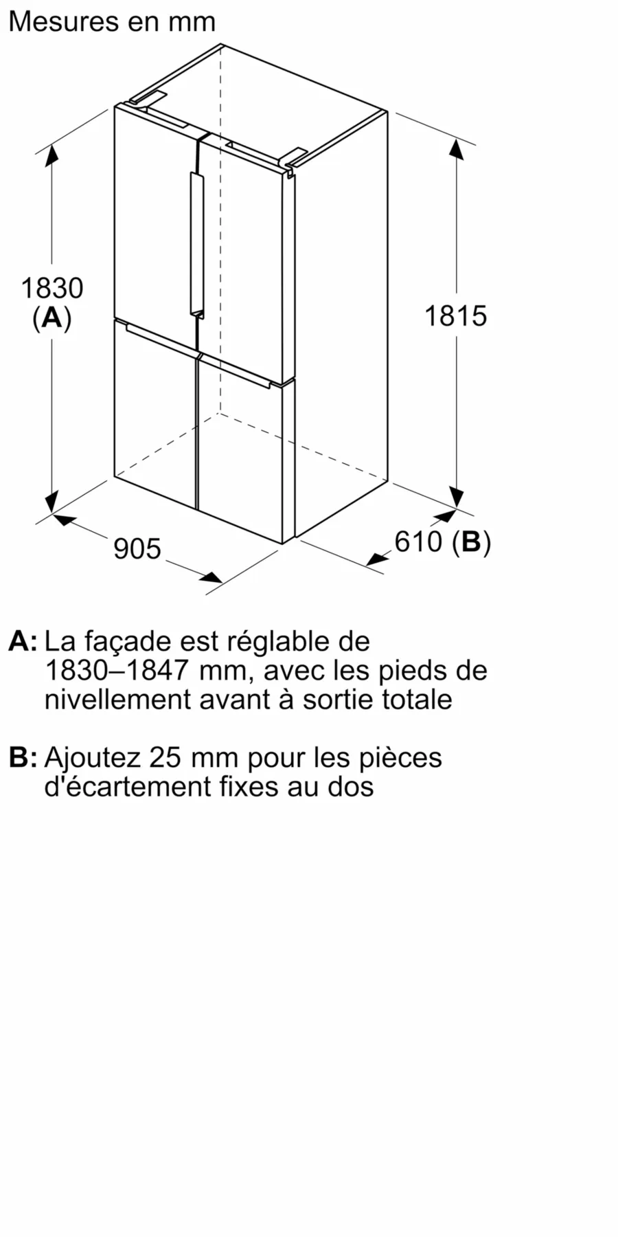 Série 4 Réfrigérateur multi-portes congélateur en bas 183 x 90.5 cm Acier brossé noir anti-traces, Total No Frost – Image 3