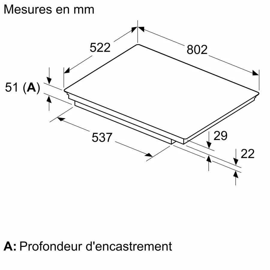 Table à induction 80 cm sans cadre PXY83KHC1E – Image 2