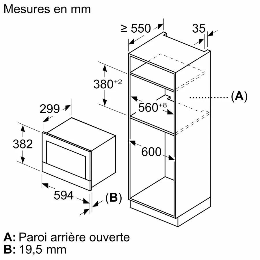 Micro-ondes encastrable Noir BFL7221B1 – Image 7