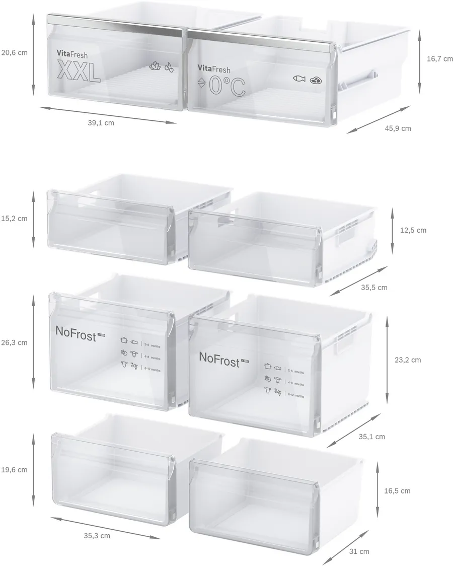 Série 4 Réfrigérateur multi-portes congélateur en bas 183 x 90.5 cm Acier brossé noir anti-traces, Total No Frost – Image 15