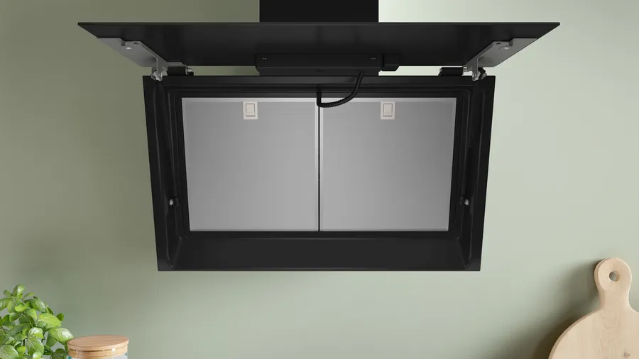 Hotte murale 80 cm Noir avec finition en verre, Noir – Image 14