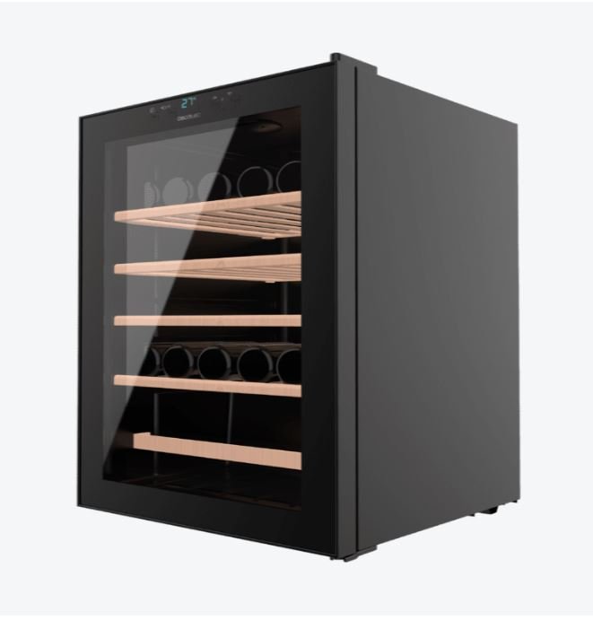 Cave à vin Bolero GrandSommelier 4850 Black Compressor, 48 bouteilles, avec système de refroidissement par compresseur pour une performance optimale. Température réglable et éclairage LED intérieur.