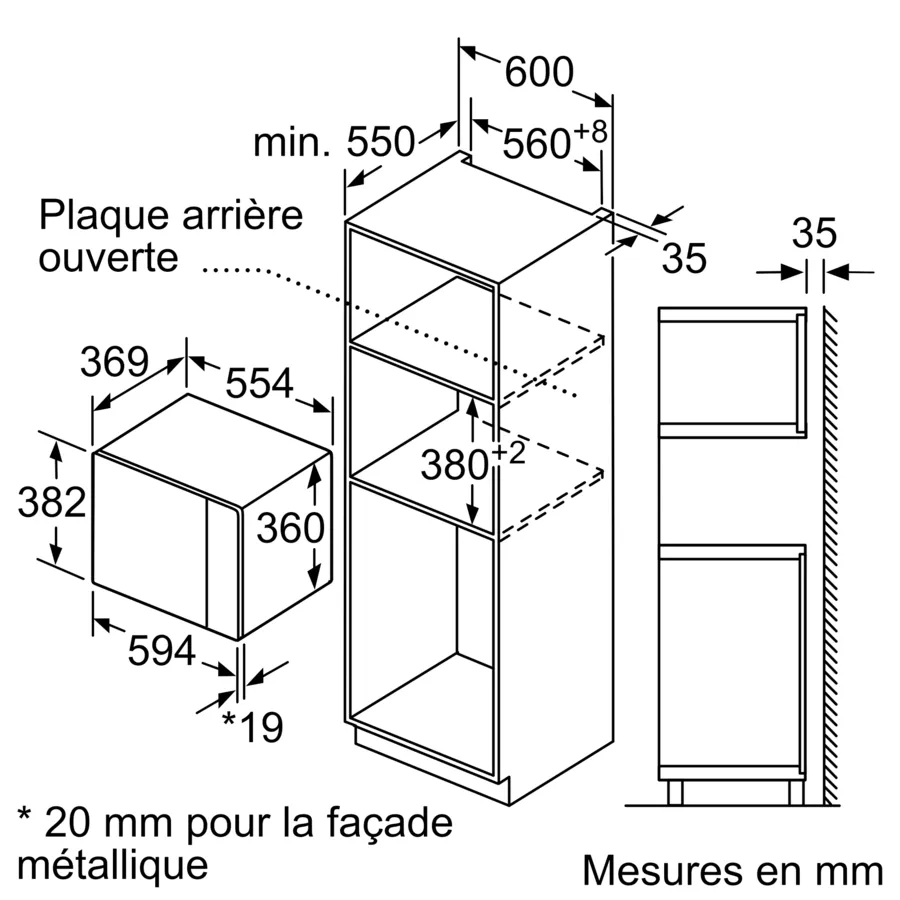 Micro-ondes intégrable 59 x 38 cm Inox – Image 7
