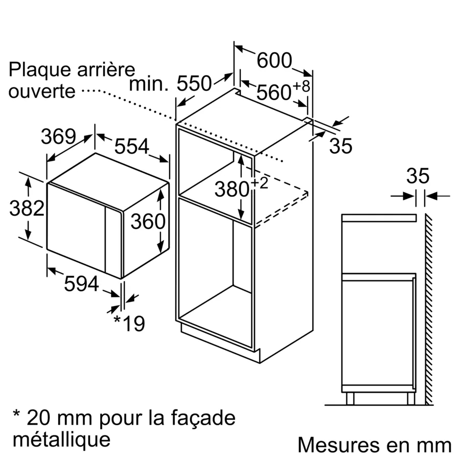 Micro-ondes intégrable 59 x 38 cm Inox – Image 8