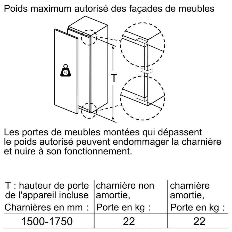 Série 6 Réfrigérateur intégrable avec compartiment congélation 157.8 x 55.8 cm charnières pantographes – Image 16