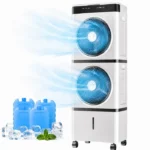 Climatiseurs Portables, 14L Refroidisseur d'eau avec Télécommande, Refroidisseur avec Oscillation, 3 Vitesses, Minuterie 12H,Blanc