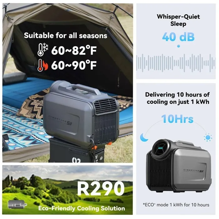 CYBERTAKE S2 Pro Climatiseur Extérieur Portable - Refroidissement et Chauffage Rapides - Système de Drainage Actif - 6 Modes – Image 3